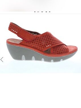 Clark’s Clarene Award Women’s Coral Nubuck Strap Wedges Heels Shoes